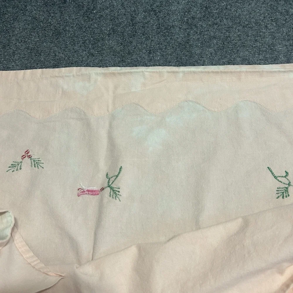 Vintage Embroidered Cover Floral Pink And White‎ 84x102 Grannycore Cottagecore